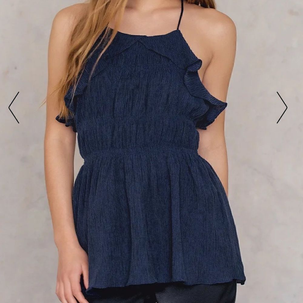 NWT Moon River Navy Blue T-Back Halter Tank Top Size: L - Picture 13 of 13